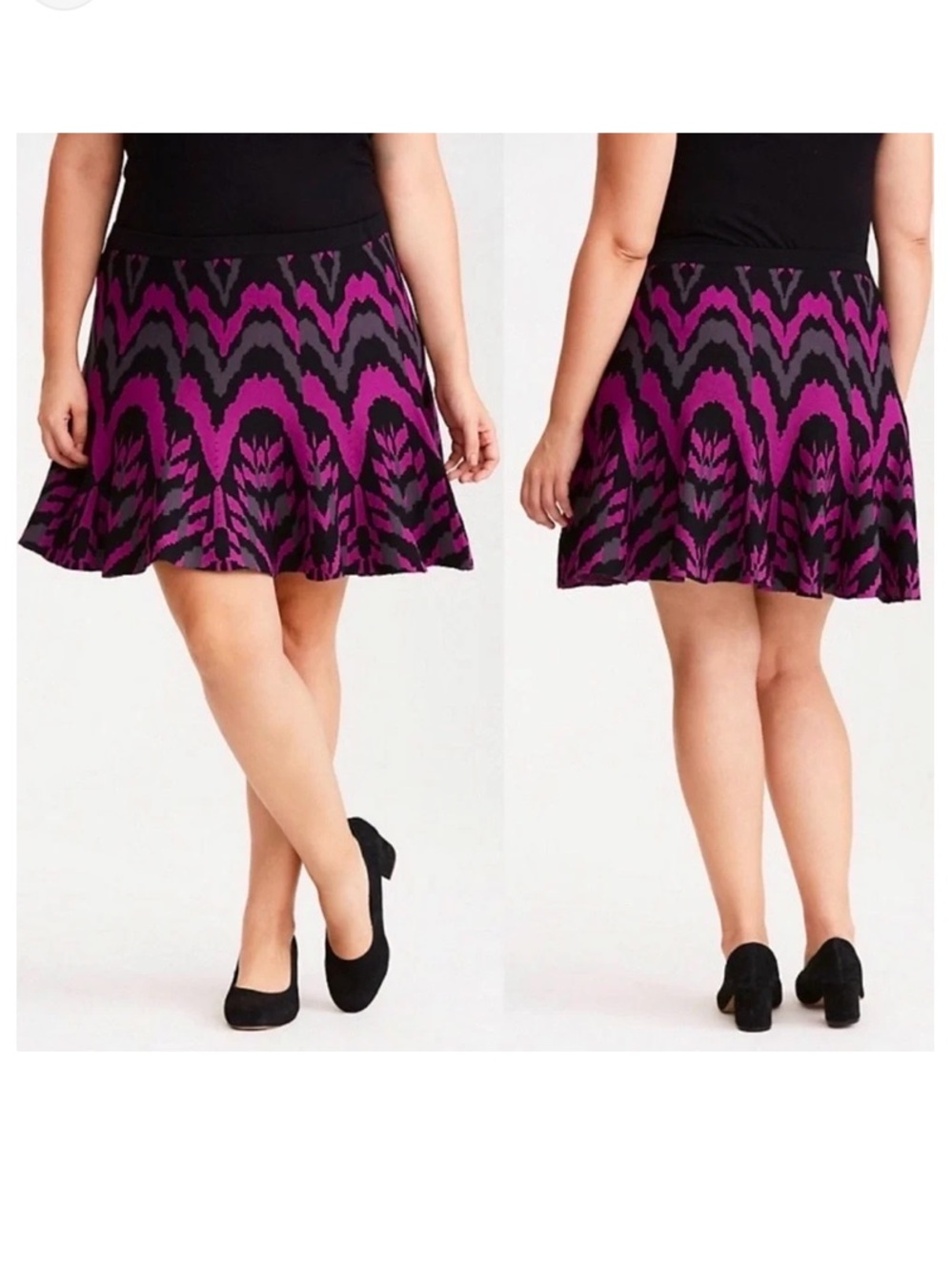Torrid Black/Pink Flare Sweater Skater Skirt Size 3 New